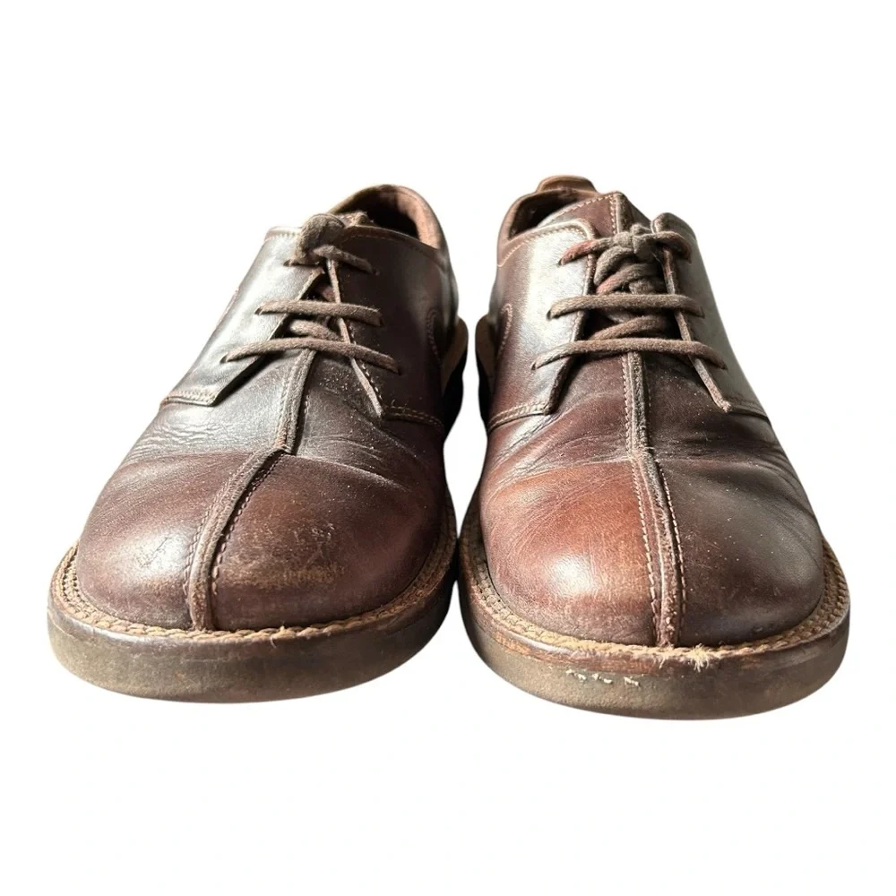Ecco Oxfords Shoes Men's 9-9.5 43 Slip-On Leather Lace-Up Work Retro VTG‎ Brown